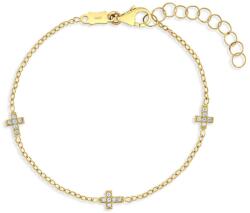 Bebe Gold Bratara din Aur 14K pentru Bebelusi si Copii, cu cruciulite delicate si pietre zirconia, ajustabila 13-15 cm