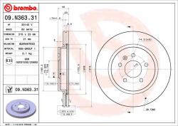 BREMBO Disc Frana 09. N363.31 Buick (Sgm) Regal Gs/Regal Iii Cadillac (Sgm) Gt4 (09.N363.31)