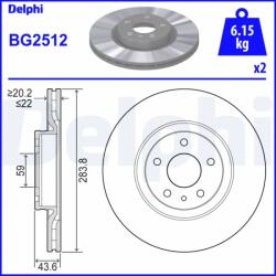 DELPHI Disc Frana Bg2512 Alfa Romeo 147/156/164/Gt/Gtv/Spider Fiat Croma/Doblo/Fiorino (BG2512)