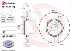 BREMBO Disc Frana 09. A426.21 Volvo S60 Ii/S60 Ii Cross Country/S80 Ii/V60 I/V70 Iii (09.A426.21)