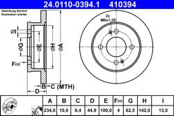 ATE Disc Frana 24.0110-0394.1 Hyundai I10 I/I10 Ii/I10 Iii (24.0110-0394.1)
