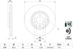 Bosch Disc Frana 0986479113 Chevrolet Zafira Opel Adam/Astra G/Astra H/Astra H Classic (0986479113)