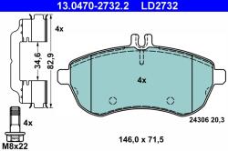 ATE Set Placute Frana, Frana Disc 13.0470-2732.2 Mercedes-Benz C-Class/E-Class/Slc (13.0470-2732.2)