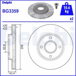 DELPHI Disc Frana Bg3359 Ford Fiesta/Fiesta Iv/Fiesta V/Focus I/Fusion/Ka/Puma Mazda 2 (BG3359)