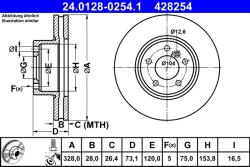 ATE Disc Frana 24.0128-0254.1 Bmw X3/X4