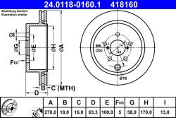 ATE Disc Frana 24.0118-0160.1 Subaru Forester (24.0118-0160.1)
