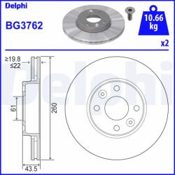 DELPHI Disc Frana Bg3762 Dacia Logan/Logan Pick-Up Nissan Bluebird Sylphy Ii/Micra Iii