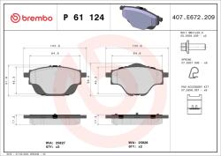 BREMBO Set Placute Frana, Frana Disc P61124 Citroën C4 Picasso Ii/C4 Spacetourer/C5 X (P61124)