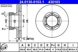ATE Disc Frana 24.0130-0103.1 Mercedes-Benz T2/Ln1/Vario/Vario Cabina Cu Motor (24.0130-0103.1)