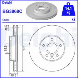 DELPHI Disc Frana Bg3868C Ford C-Max/C-Max Ii/Focus C-Max/Focus Ii/Focus Iii Volvo C30 (BG3868C)