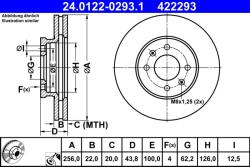 ATE Disc Frana 24.0122-0293.1 Hyundai Accent V/Bayon/Solaris/I20 Active/I20 Ii (24.0122-0293.1)