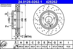 ATE Disc Frana 24.0128-0262.1 Mercedes-Benz A-Class/B-Class/Cla/Cla Shooting Brake