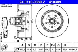 ATE Disc Frana 24.0110-0389.2 Renault Megane Ii/Scénic Ii