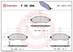 BREMBO Set Placute Frana, Frana Disc P56096 Nissan Leaf/Navara/Navara Np300/Nv200/Serena (P56096)