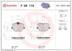 BREMBO Set Placute Frana, Frana Disc P06116 Alpina Xd3 Bmw 2/3/3 Touring/4/4 Gran/Z4/I4