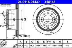 ATE Disc Frana 24.0118-0143.1 Lexus Lx Toyota Land Cruiser/Land Cruiser 100 (24.0118-0143.1)