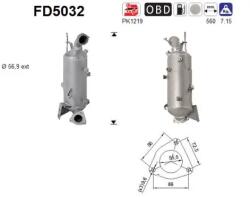AS Filtru Funingine/Particule, Sist. De Esapament Fd5032 Chevrolet Malibu Saab 9-5