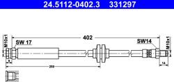 ATE Furtun Frana 24.5112-0402.3 Alfa Romeo Mito Citroën Nemo Fiat 500L/Fiorino/Linea (24.5112-0402.3)