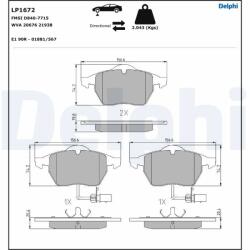 DELPHI Set Placute Frana, Frana Disc Lp1672 Audi A4 B5/A4 B6/A4 B7/A6 C4/A6 C5/A6 C6