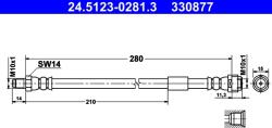 ATE Furtun Frana 24.5123-0281.3 Mercedes-Benz A-Class/C-Class/C-Class T-Model/Clk/Sl (24.5123-0281.3)