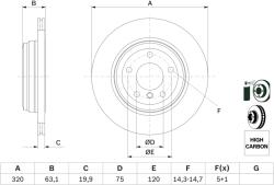 Bosch Disc Frana 0986479056 Bmw 5/6 Bmw (Brilliance) 5 Series (0986479056)
