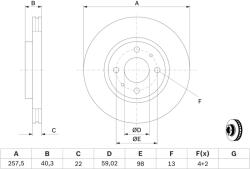 Bosch Disc Frana 0986479B43 Alfa Romeo 145/146/155/Mito Citroën Nemo Fiat 500/500 C (0986479B43)