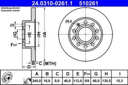 ATE Disc Frana 24.0310-0261.1 Audi 80 B4/A4 B6/A4 B7/Coupe B3 Seat Exeo (24.0310-0261.1)