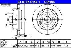 ATE Disc Frana 24.0118-0154.1 Hyundai Ix55