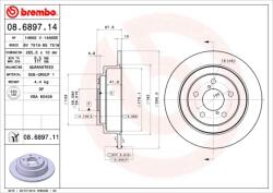 BREMBO Disc Frana 08.6897. 11 Subaru Forester/Impreza/Legacy I/Legacy Ii/Legacy Iii (08.6897.11)