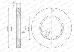 FERODO Disc Frana Fcr225A Daf 65 Cf/75 Cf/85 Cf/95 Xf/Cf/Cf 65/Cf 75/Cf 85/Lf/Lf 55/Sb