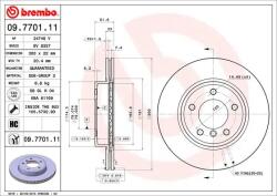 BREMBO Disc Frana 09.7701. 11 Bmw 3/Z3/Z4 Bmw (Brilliance) 3 Series (09.7701.11)
