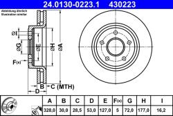 ATE Disc Frana 24.0130-0223.1 Jeep Commander/Grand Cherokee Iii