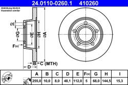 ATE Disc Frana 24.0110-0260.1 Audi A6 C5/Allroad C5