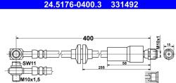 ATE Furtun Frana 24.5176-0400.3 Chevrolet Cruze/Orlando/Volt Opel Ampera/Astra J (24.5176-0400.3)