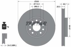 TEXTAR Disc Frana 92334805 Audi A3/A3 Allstreet Cupra Formentor/Leon/Leon Sportstourer