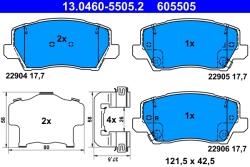 ATE Set Placute Frana, Frana Disc 13.0460-5505.2 Kia Picanto Iii (13.0460-5505.2)