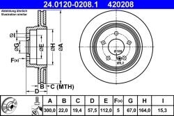ATE Disc Frana 24.0120-0208.1 Mercedes-Benz C-Class/C-Class T-Model/E-Class