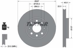 TEXTAR Disc Frana 92145703 Fiat Grande Punto/Punto/Punto Evo German E Cars Cetos (92145703)