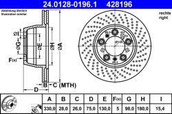 ATE Disc Frana 24.0128-0196.1 Porsche 911