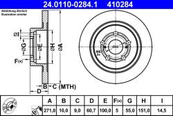 ATE Disc Frana 24.0110-0284.1 Toyota Avensis