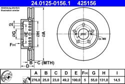 ATE Disc Frana 24.0125-0156.1 Toyota Avensis (24.0125-0156.1)