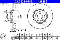 ATE Disc Frana 24.0128-0286.1 Ford Mondeo V