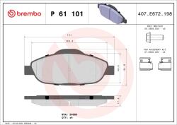 BREMBO Set Placute Frana, Frana Disc P61101 Peugeot 3008/3008 I/308/308 I/308 Sw I/408 (P61101)