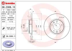 BREMBO Disc Frana 08. C308.11 Citroën Berlingo/Berlingo Multispace/C4 Picasso I (08.C308.11)