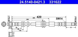 ATE Furtun Frana 24.5140-0421.3 Audi A6 C7/A7 (24.5140-0421.3)