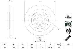 Bosch Disc Frana 0986479F69 Mercedes-Benz Gl-Class/Gle/Gls/M-Class