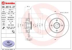 BREMBO Disc Frana 08.9512. 27 Citroën C3 Aircross Ii/C3 Ii/C3 Iii/C3 Picasso/C4/C4 I/Ds3