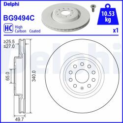 DELPHI Disc Frana Bg9494C Audi Q4 Cupra Born Skoda Enyaq Iv Vw Id. 4/Id. 5/Id. 7 (BG9494C)