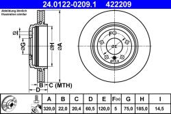ATE Disc Frana 24.0122-0209.1 Bmw 3