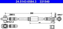 ATE Furtun Frana 24.5143-0584.3 Vw Beetle/Golf Van Vi/Golf Vi/Jetta Iv/Jetta Vii (24.5143-0584.3)